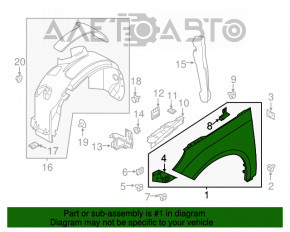 Front right wing Ford Focus mk3 11-18 usa silver UX