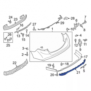 Rear bumper trim Ford Fusion mk5 13-18 for 1 pipe mat