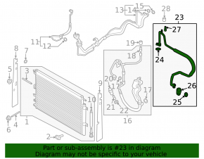 Air conditioner tube compressor-heater second Lincoln MKX 16-18 3.7