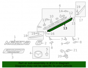 Trunk lid molding central Mazda 6 13-17 without strip