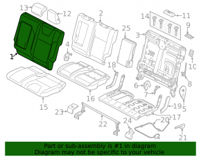 Rear seat backrest, 2nd row, left, Ford Escape MK3 13-18, black leather, with belt and armrest