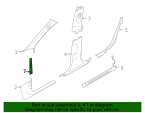 Front pillar trim, middle right, Audi A6 C8 19-25, light gray