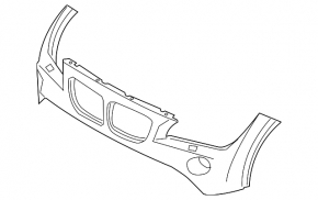 Front bumper bare BMW X1 E84 13-15 Without m sport, without lmp washer