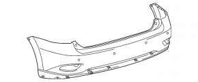 Bare rear bumper Lexus RX350 RX450h 10-15 for parking sensors