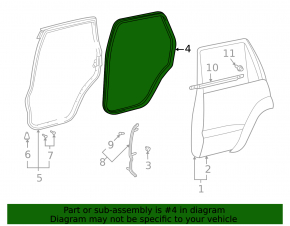 Rear left door seal for Lexus GX470 03-09, gray