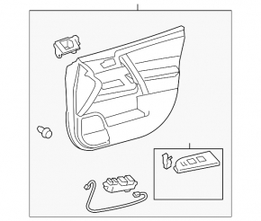 Front left door panel for Toyota Highlander 2010, gray leather