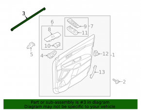 Front right inner window seal for Kia Sorento 16-20