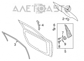 Front left door glass guide Hyundai Veloster 12-17