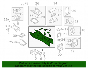 Central console armrest and cup holders Audi A4 B8 13-16 rest
