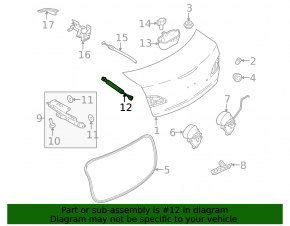 Right trunk lid shock absorber Mazda3 MPS 09-13