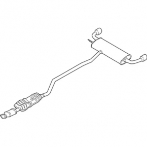 Rear muffler with barrel Ford Edge 15-18 2.0T AWD without catalytic converter