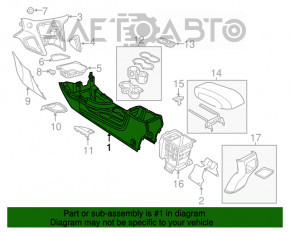 Console center armrest and cup holders Dodge Dart 13-16 black