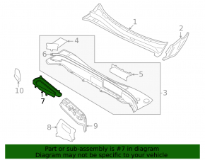 Right windshield wiper grille drain for Volvo XC90 16-22
