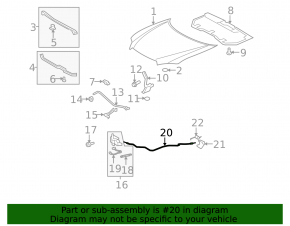 Toyota Highlander 08-13 Hood Release Cable