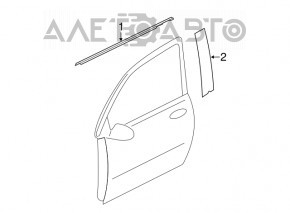 Molding door-glass central front right Mitsubishi Outlander Sport ASX 10-18 chrome