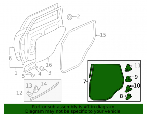 Rear left door seal Mitsubishi Outlander Sport ASX 10-23