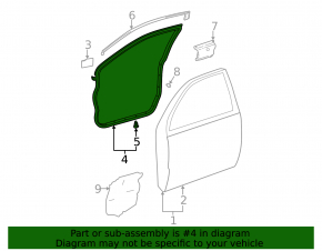 Lexus ES300 ES330 Front Left Door Seal Upper