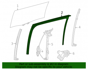 Rear left door glass seal Toyota Sienna 21-25