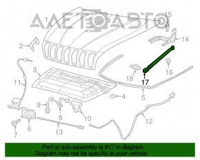 Hood shock absorber left Jeep Cherokee KL 14-18 LESJOFORS