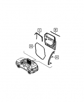 Molding door-glass central front right Jeep Renegade 15-18