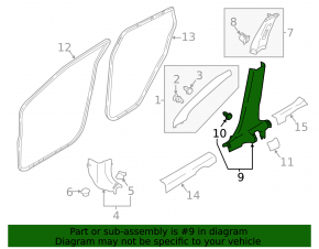 Center pillar trim lower right Nissan Rogue Sport 17-22 black
