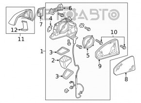 Left side mirror assembly Audi Q5 80A 18-25 15 pins, auto-dimming, turn signal, BSM, heated, white