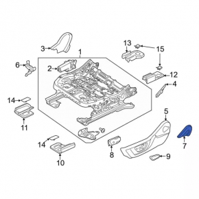 Black right side passenger seat trim for Ford Mustang mk6 18-23