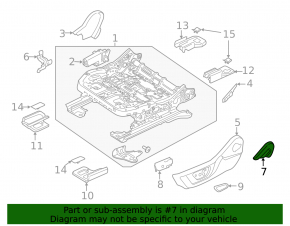 Black right side passenger seat trim for Ford Mustang mk6 18-23