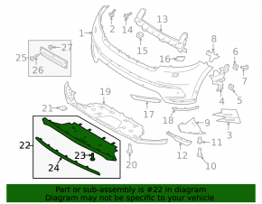 Land Rover Range Rover Velar 18-23 front bumper lip trim, gloss black with beige molding