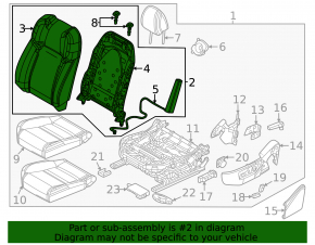 Mazda CX-50 23-24 driver's seat back, black leatherette with heating