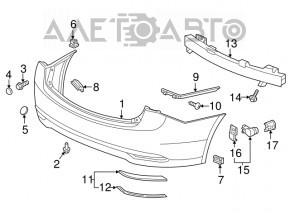 Bare rear bumper Acura TLX 15-