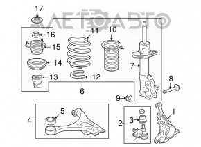 Lower front left control arm for Honda Civic 4D 06-09