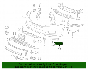 Right bumper grille Honda Accord 13-17 without fog lights