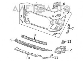 Left front bumper grille for Audi Q5 80A 21-24 with chrome, matte black