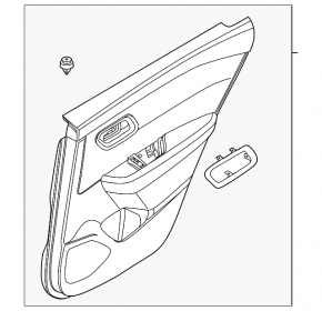 Door trim panel rear right Nissan Rogue 23-23 S US built black without curtain with gray insert cloth, armrest leather, brown top, with handle and overlay, scratches