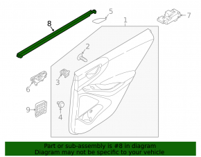Glass seal inside rear right door Hyundai Ioniq 17-22