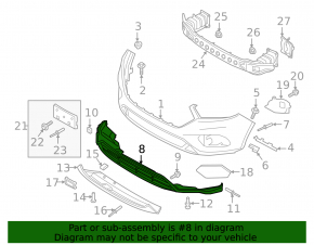 Front bumper lip Ford Escape MK3 17-19 rest for parking sensors