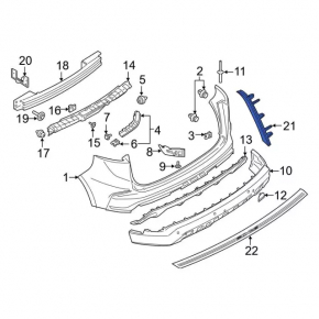 Left rear bumper reflector for Ford Edge 19-24