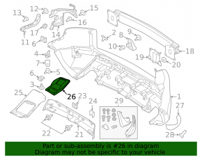 Front bumper grille trim, left, Land Rover Range Rover Evoque 2016-2017, gloss black