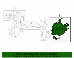 Master brake cylinder with vacuum booster assembly Nissan Leaf 11-12