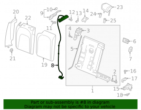 Right rear seat folding lever for Audi E-Tron 19-23, black, with cable, Quattro