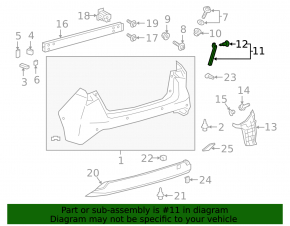 Rear bumper mount left Toyota Prius 50 19-22