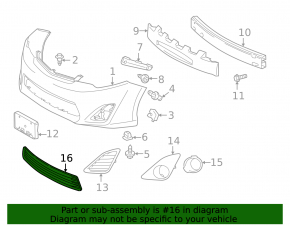 Toyota Camry v50 12-14 usa LE XLE front bumper lower grille, cracked