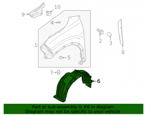 Mitsubishi Outlander 22-25 front left fender liner, plastic
