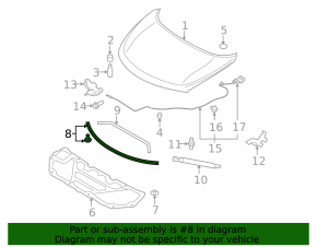 Hood seal long Nissan Murano z51 09-14