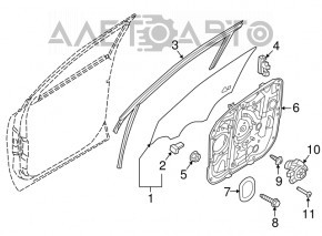 Front left door glass Kia Sorento 16-20