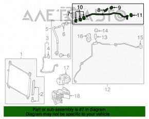 Air conditioner tube compressor-heater second Lexus RX450h 16-19
