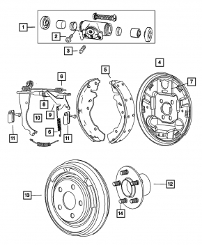 Rear left brake drum housing Jeep Patriot 11-17 with parking brake mechanism