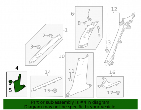 Honda Civic XI FE/FL 22-26 black lower right front pillar trim