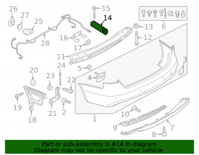 Right rear bumper reinforcement fang for Audi A4 B8 08-16 sedan